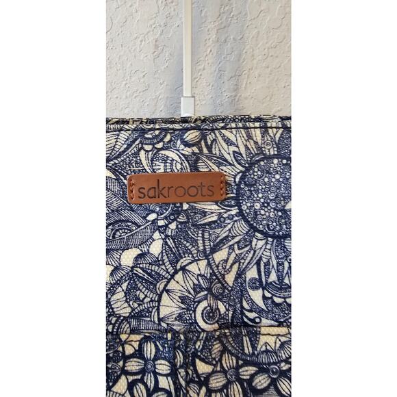 Sakroots Metro Tote Purse Coated Canvas Handbag Owl Charm Canvas Blue Desert - Picture 4 of 14